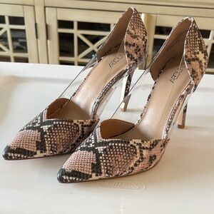 Abound Snakeskin Heels - Black and Pink